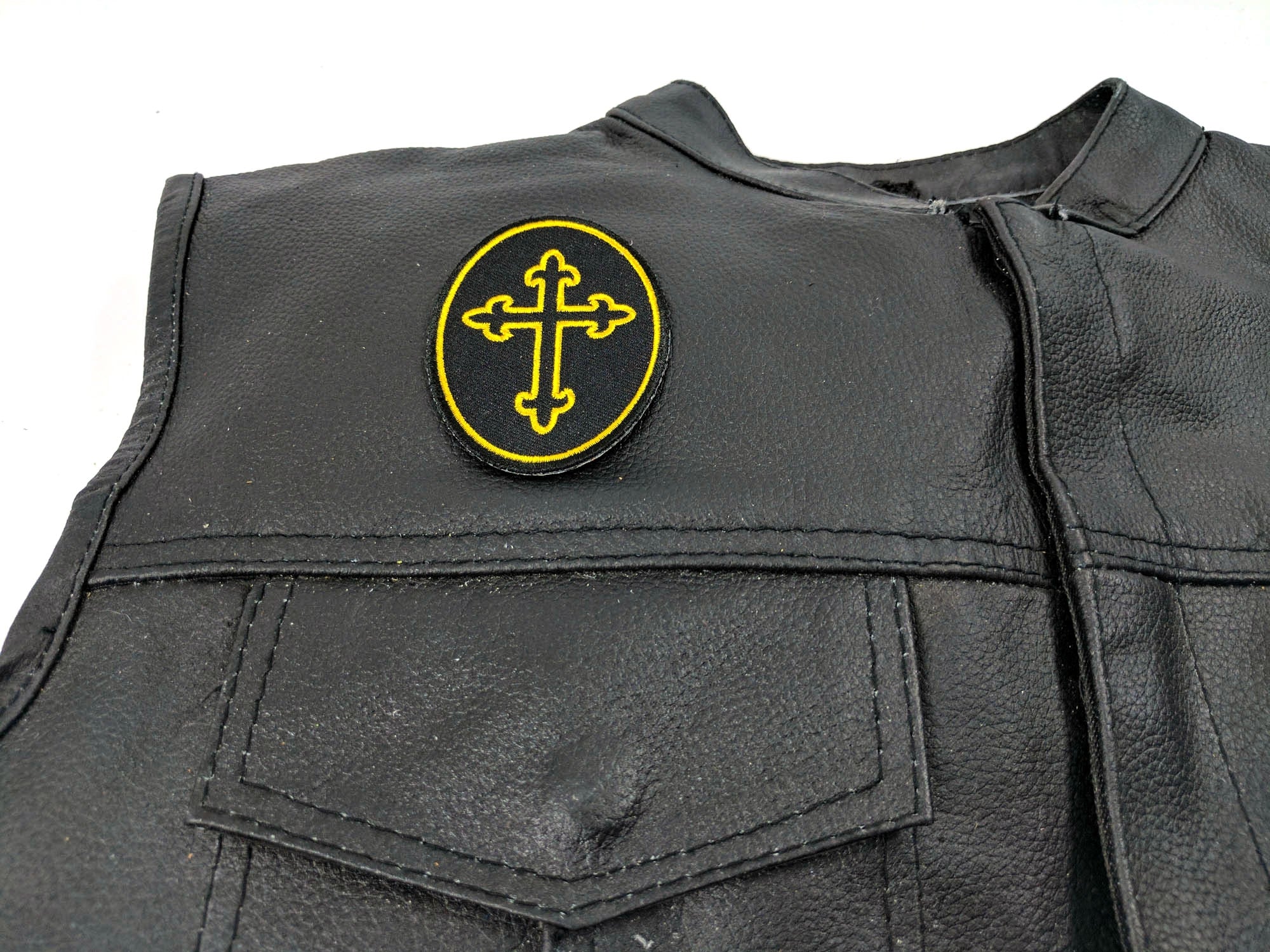 Christian Cross Oval Patch - Faith-Inspired Design with an Oval Twist  ( 3 x 3 inches )